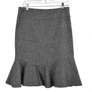 Tristan Wool Blend Trumpet Midi Skirt Gray Size 8